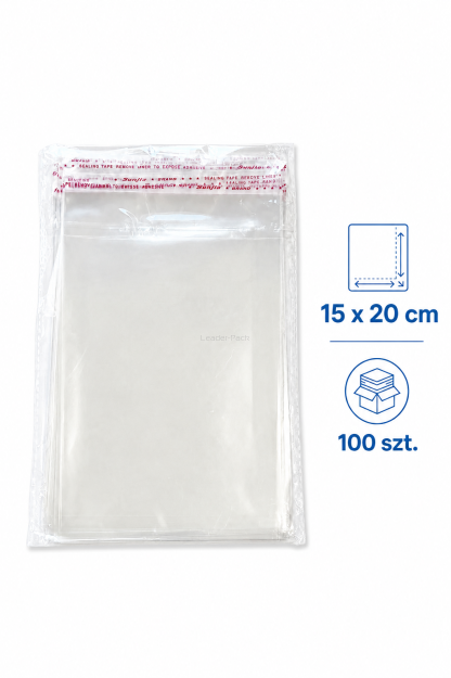 Woreczki celofanowe z klejem OPP  15x20+5cm - 100szt