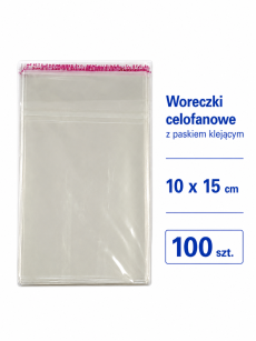 Woreczki celofanowe z klejem OPP  10x15+4cm - 100szt