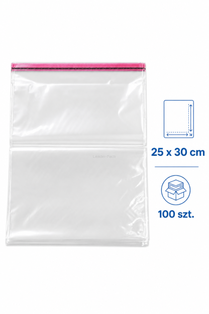 Woreczki celofanowe z klejem OPP  25x30+5cm - 100szt