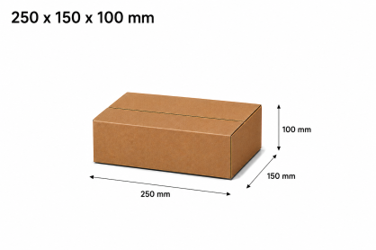 Karton klapowy 250x150x100mm 390g/m2  fala C, 3warstwowy  (gab.B, opk.20szt)