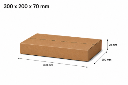 Karton klapowy 300x200x70mm 390g/m2  fala C, 3warstwowy  (gab.A, opk.20szt)