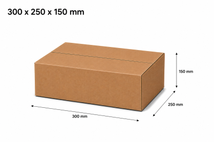 Karton klapowy 300x250x150mm 422g/m2  fala B, 3warstwowy  (gab.B, opk.20szt)
