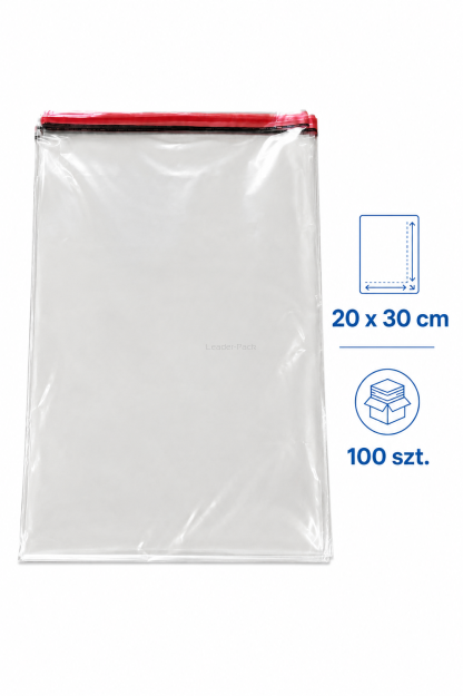 Woreczki celofanowe z klejem OPP  20x30+5cm - 100szt
