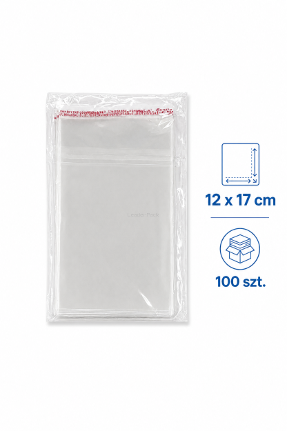 Woreczki celofanowe z klejem OPP  12x17+4cm - 100szt