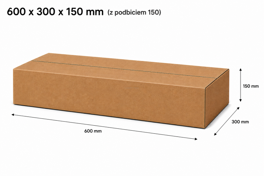 Karton klapowy 600x300x150mm 433g/m2  fala B, 3warstwowy (gab.B, opk.20szt)