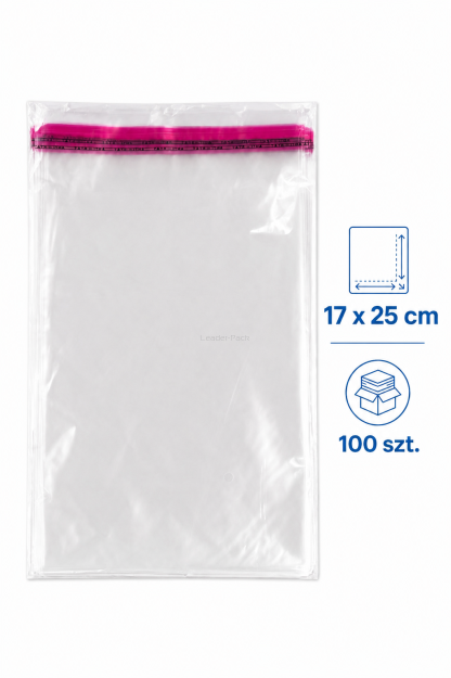 Woreczki celofanowe z klejem OPP  17x25+5cm - 100szt